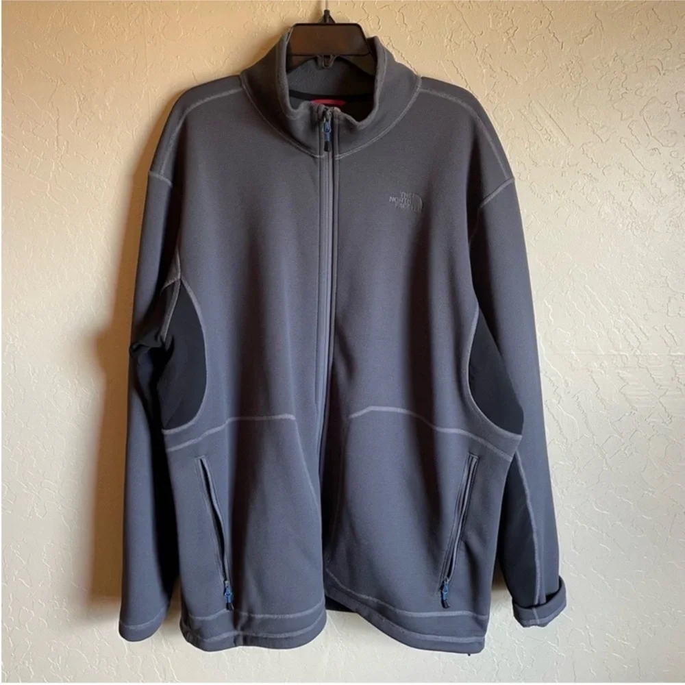 The North Face Mens Full Zip Fleece Jacket Gray Lightweight XXL